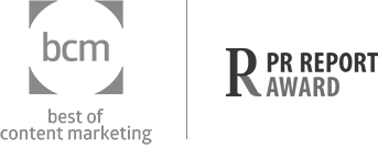 Wir sind ausgezeichnet mit dem best of content marketing- und dem PR Report-Award.